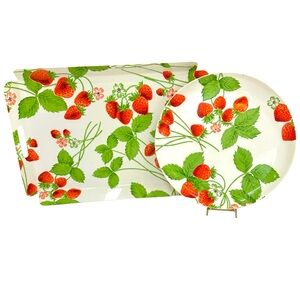 Top of the Table by Karen Vintage Strawberry Large Serving Tray and Platter